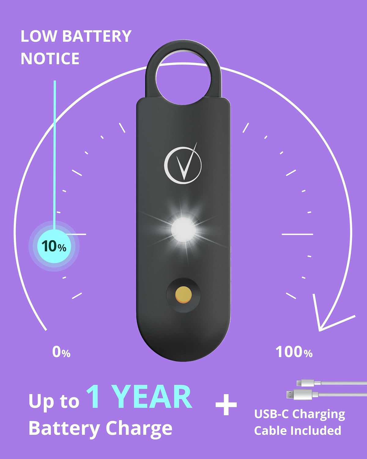 Vantamo Personal Alarm for Self Defense with Low Battery Notice, Strobe Light & Extra Loud 130 dB Double Speakers Safety Keychain Set for Women, Rechargeable Panic Button for Womens Self Defense - Image 5